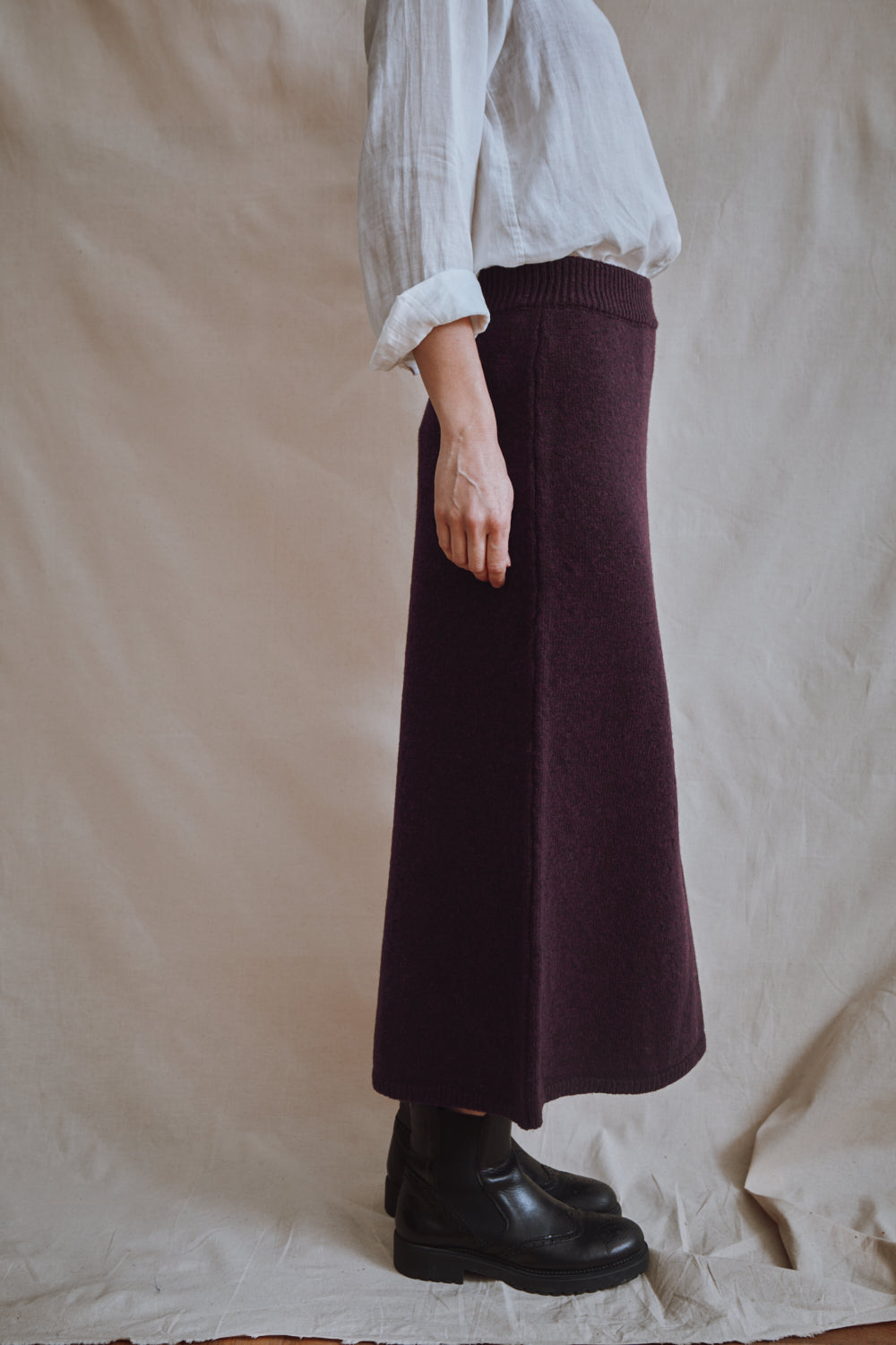 Item #389 - AUGUSTINE Flare Skirt in Merino Wool - Plum