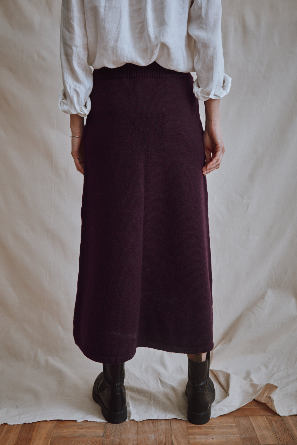 Item #389 - AUGUSTINE Flare Skirt in Merino Wool - Plum