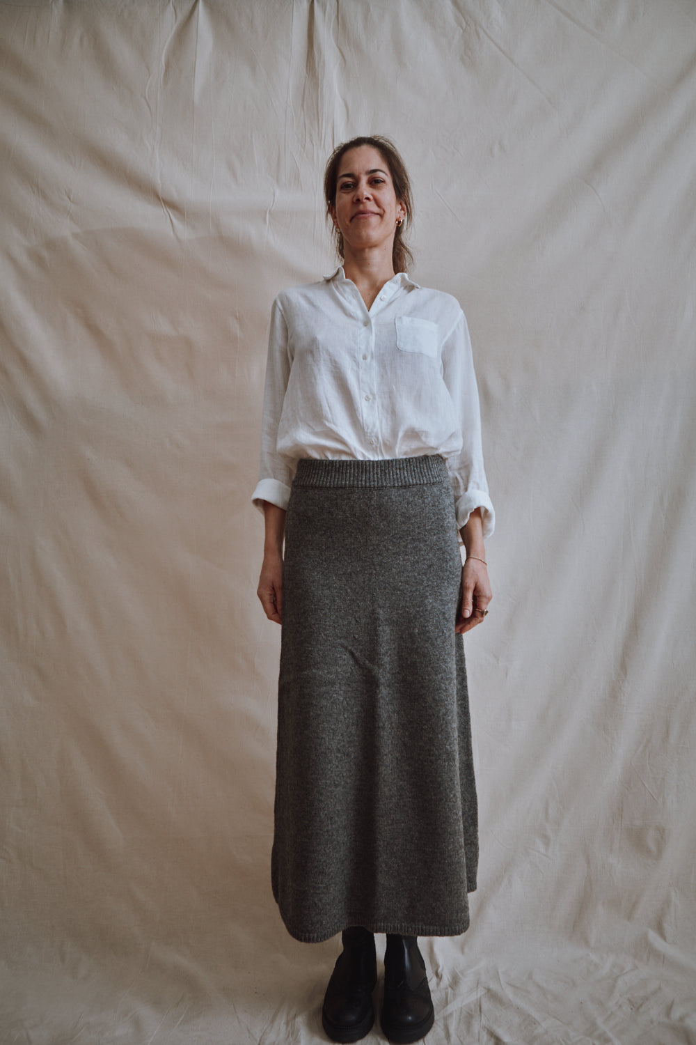 Item #391 - AUGUSTINE Flare Skirt in Merino Wool - Ash Grey