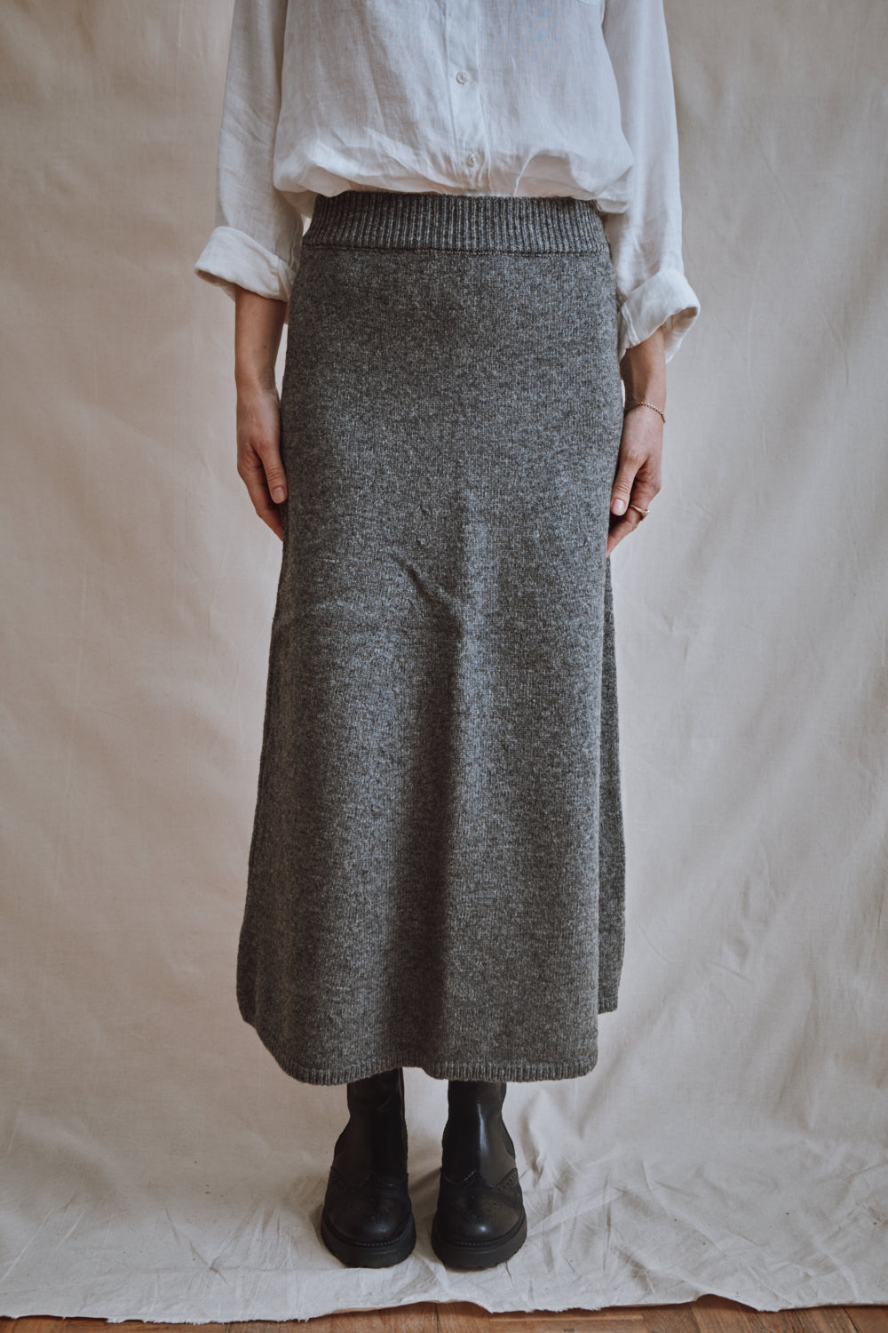 Item #391 - AUGUSTINE Flare Skirt in Merino Wool - Ash Grey
