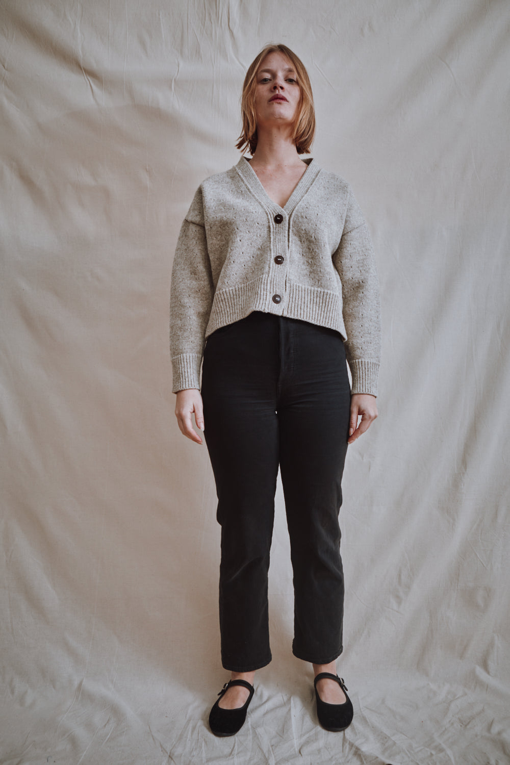 Item #395 - KATRINA Open Weave Cardigan in Merino Wool - Beige