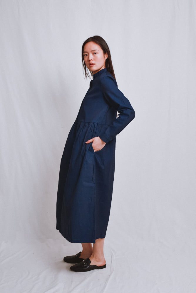 Référence n° 748 - Robe en coton CATHERINE - Indigo