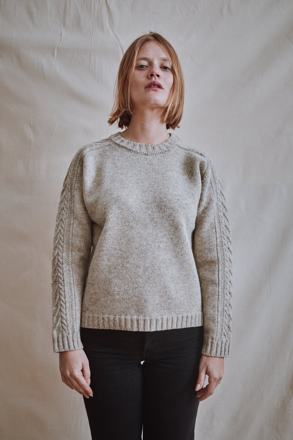 Item #396 - JOSEPH Unisex Irish Sweater in Merino Wool - Beige