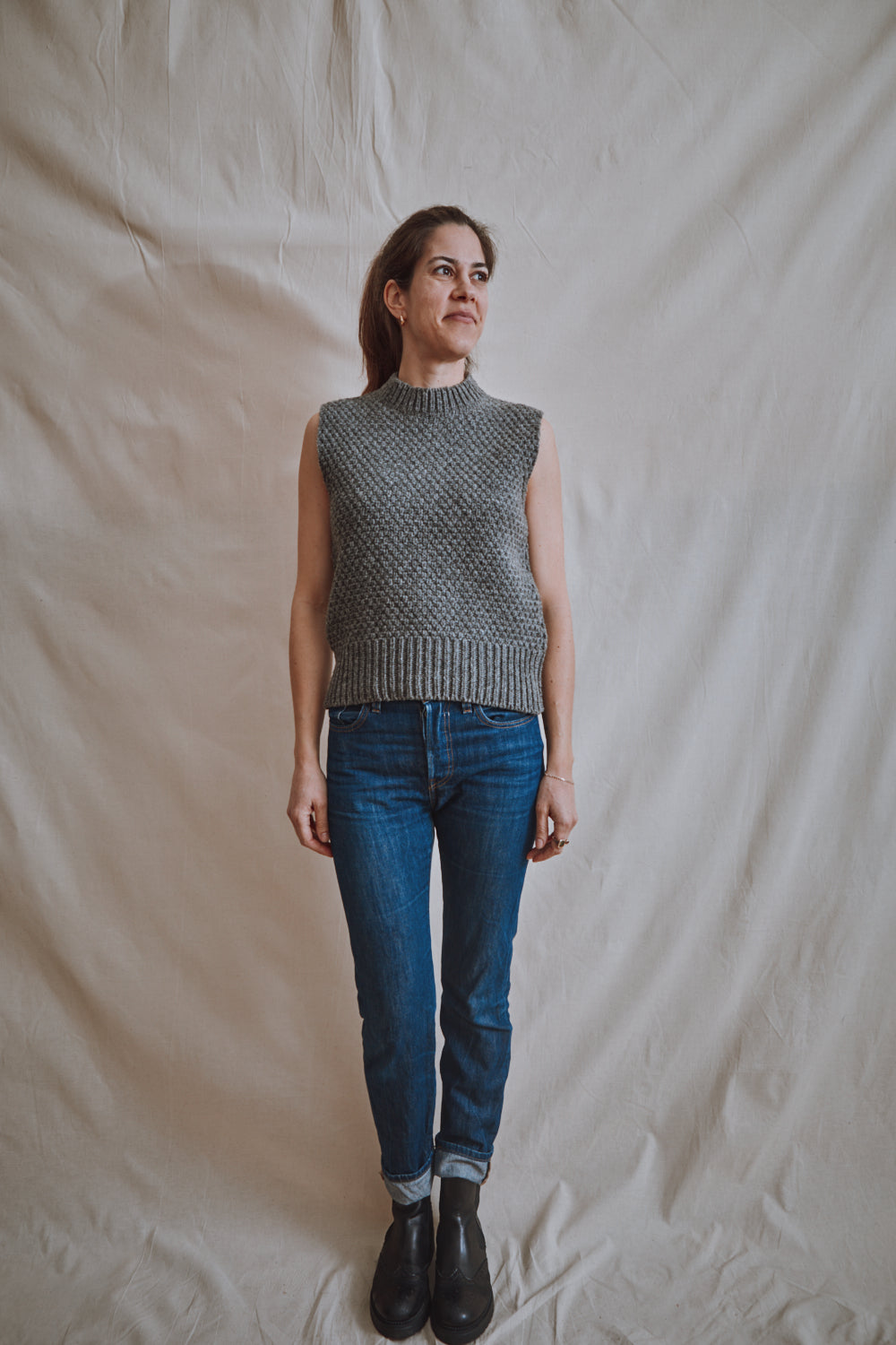 Item #393 - MAIA Sleeveless Sweater in Merino Wool - Ash Grey
