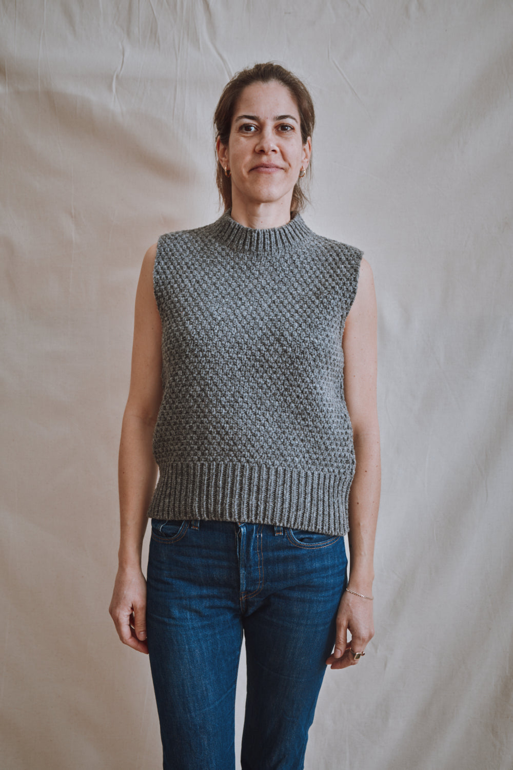 Item #393 - MAIA Sleeveless Sweater in Merino Wool - Ash Grey