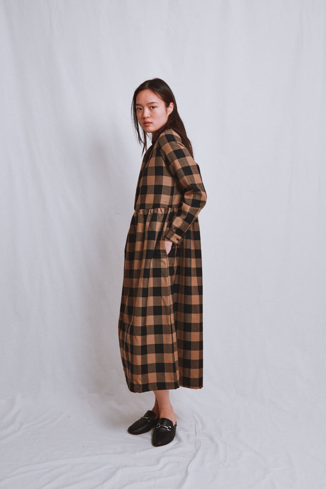 Item #757 - CATHERINE Flannel Wool Dress - Camel