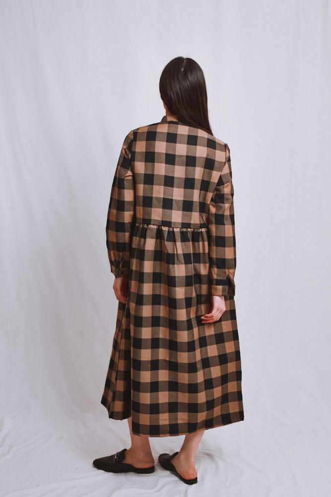 Item #757 - CATHERINE Flannel Wool Dress - Camel