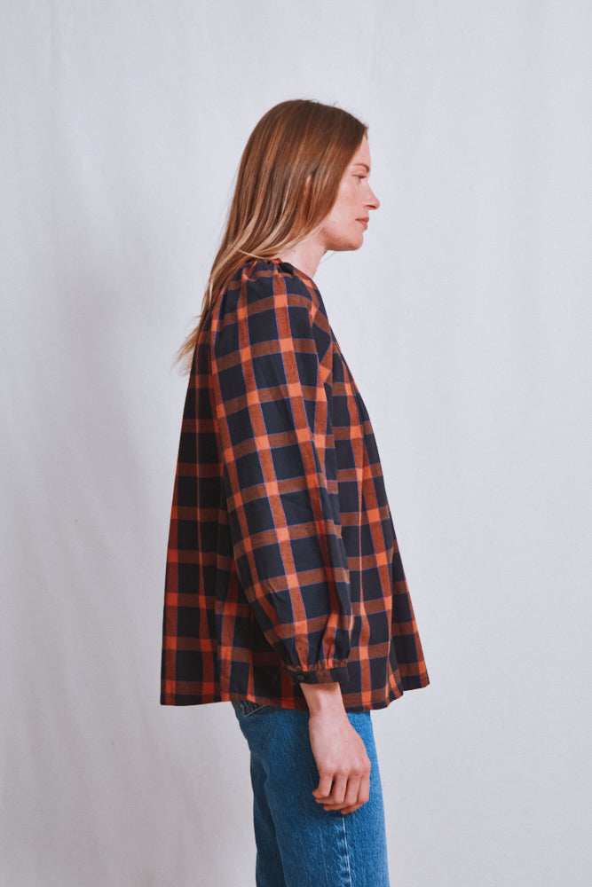 Item #759 - YVONNE Cotton Shirt - Amber Tartan