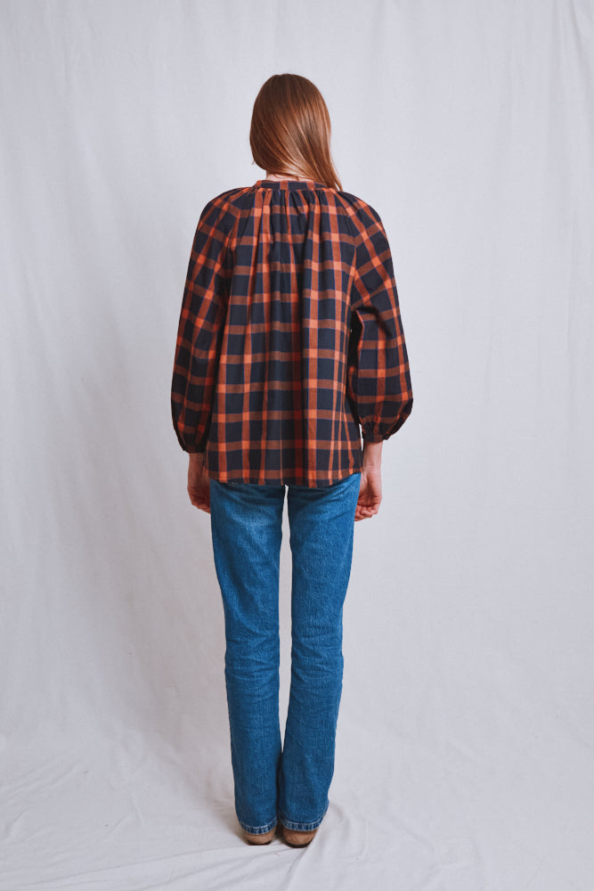 Item #759 - YVONNE Cotton Shirt - Amber Tartan