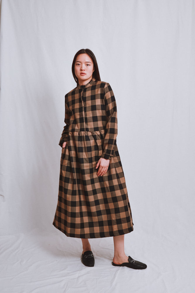 Item #758 - CATHERINE Flannel Wool Dress - Camel