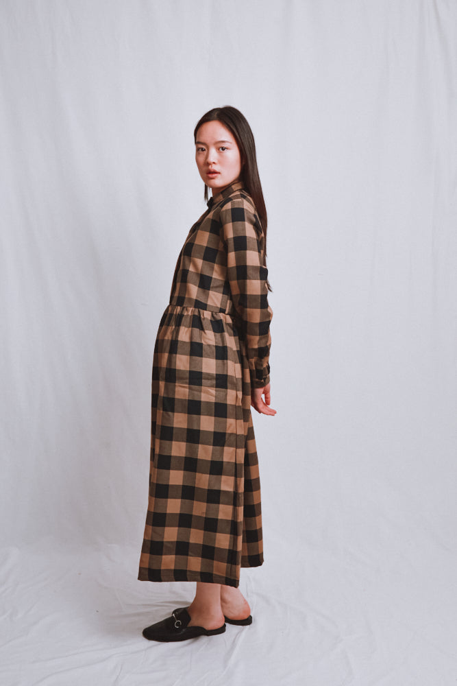 Item #758 - CATHERINE Flannel Wool Dress - Camel