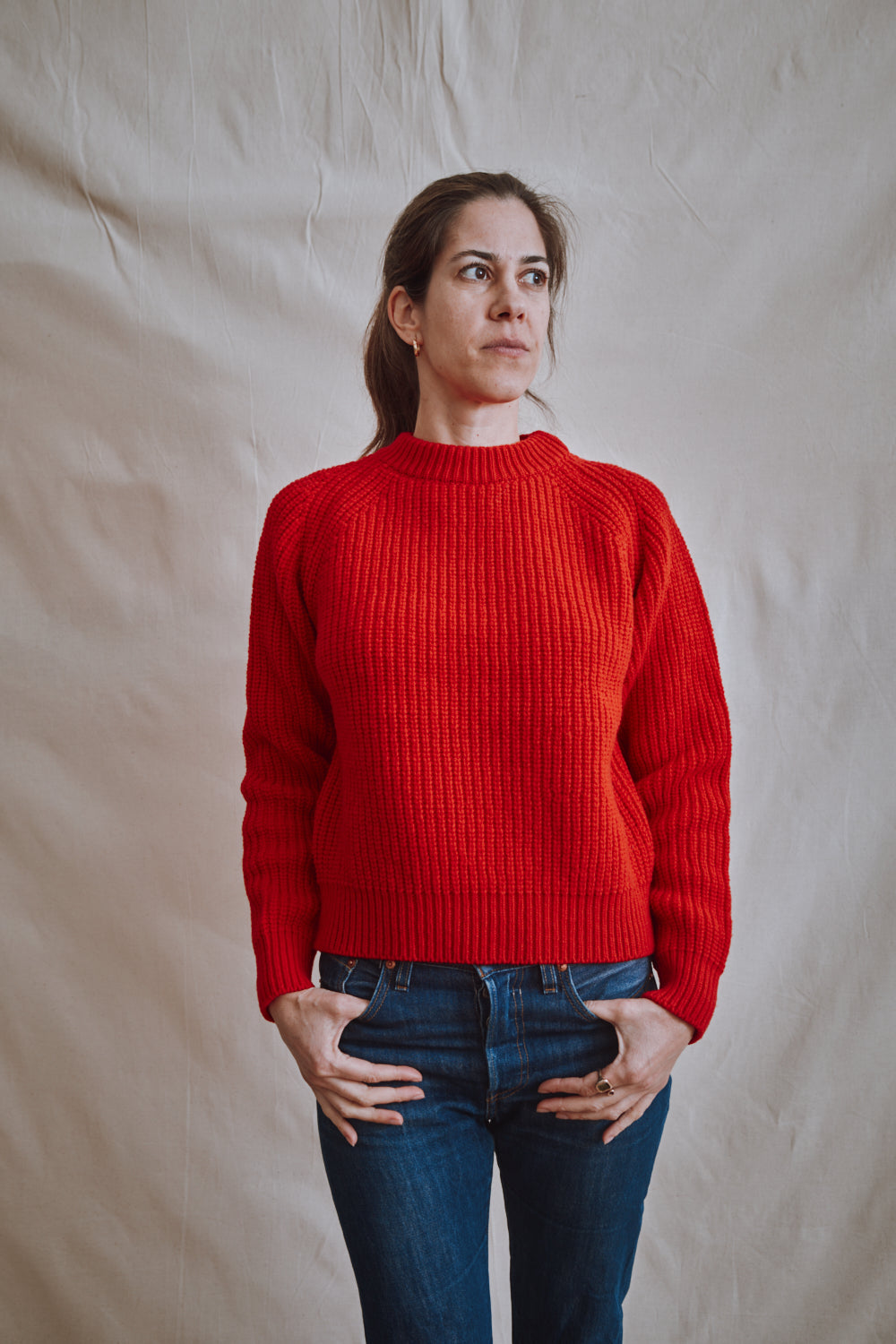 Item #449 - AGNÈS Raglan Sweater in Merino Wool - Red