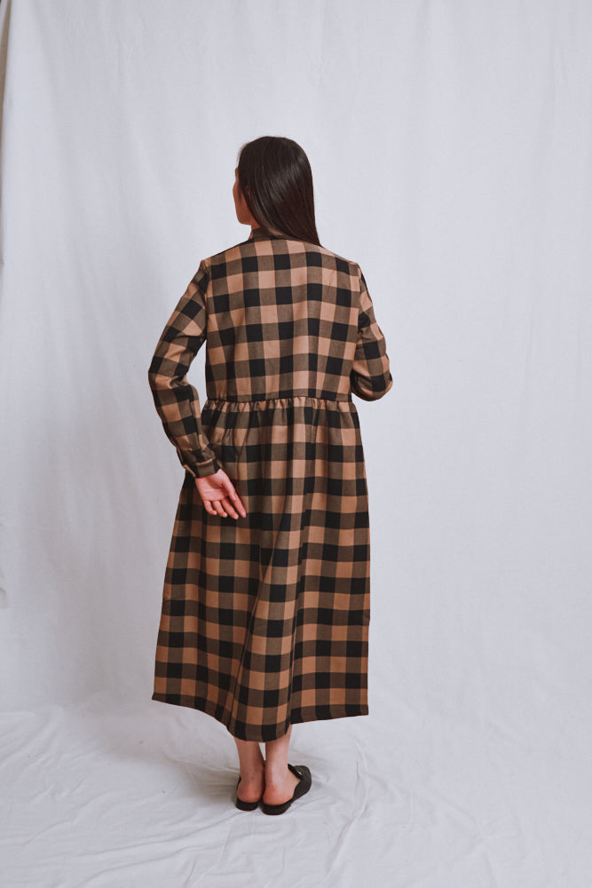 Item #758 - CATHERINE Flannel Wool Dress - Camel