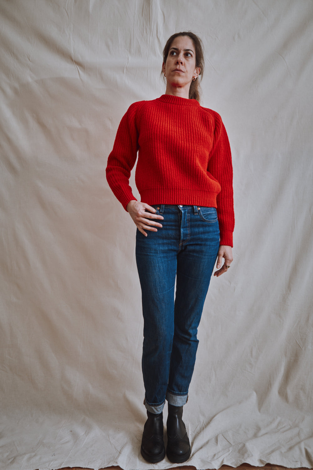 Item #449 - AGNÈS Raglan Sweater in Merino Wool - Red