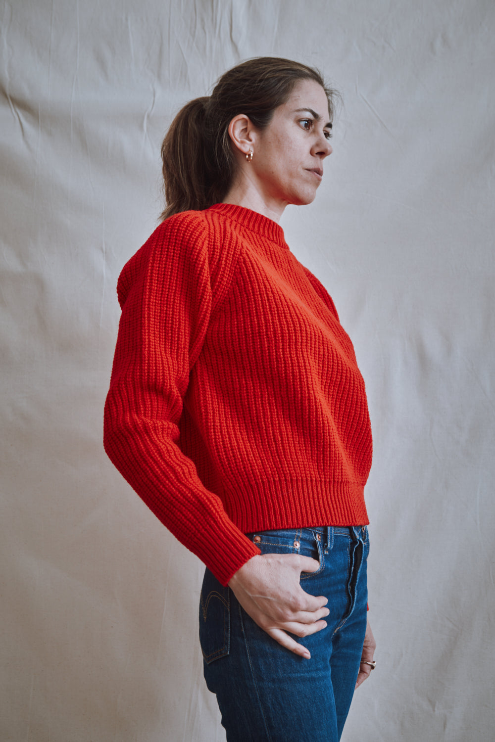 Item #449 - AGNÈS Raglan Sweater in Merino Wool - Red