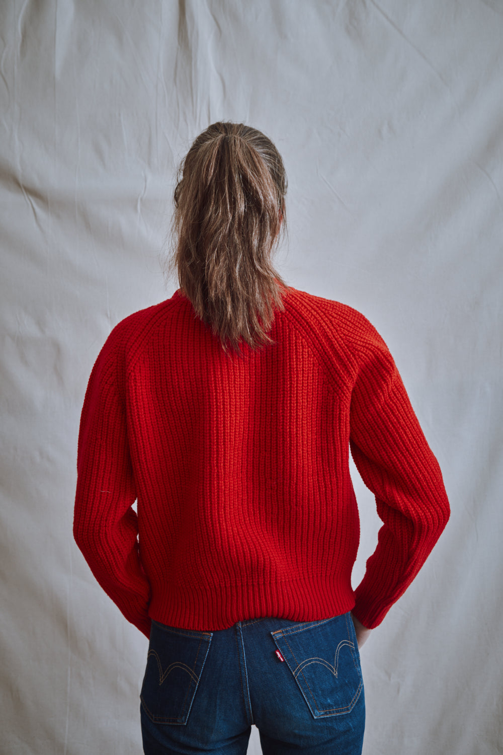 Item #449 - AGNÈS Raglan Sweater in Merino Wool - Red