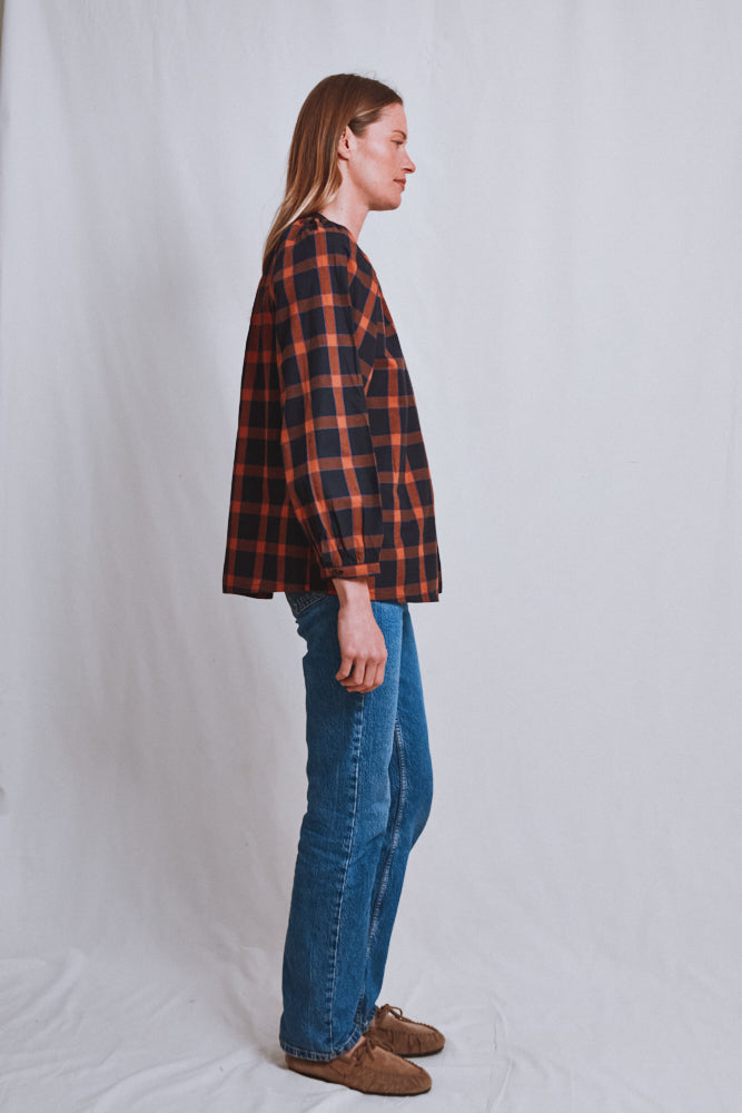 Item #760 - YVONNE Cotton Shirt - Amber Tartan