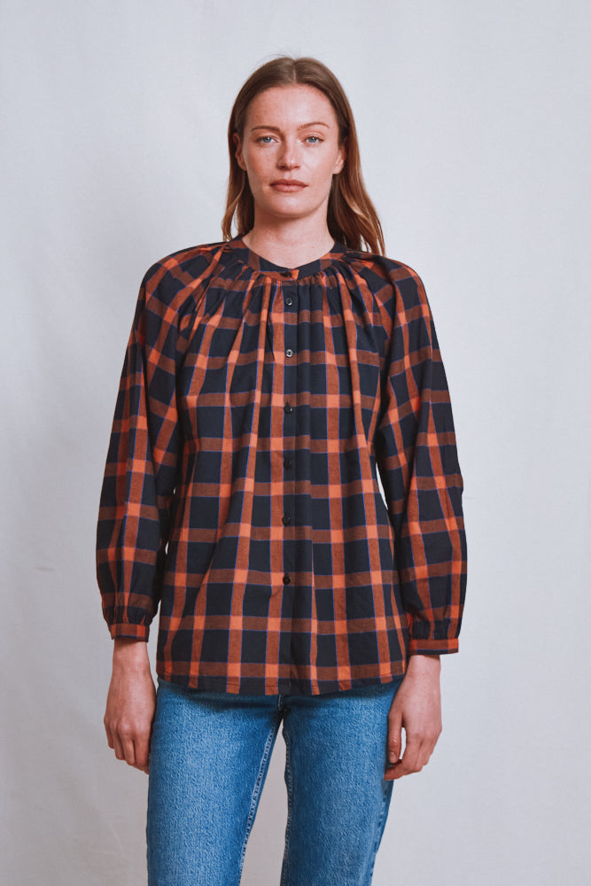 Item #760 - YVONNE Cotton Shirt - Amber Tartan