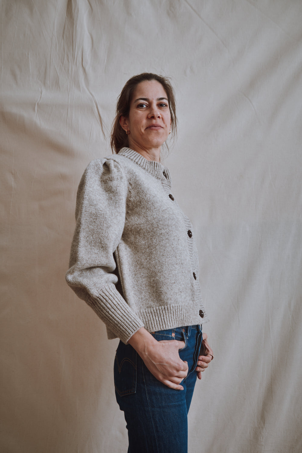 Item #451 - FRANÇOISE Cardigan in Merino Wool - Beige
