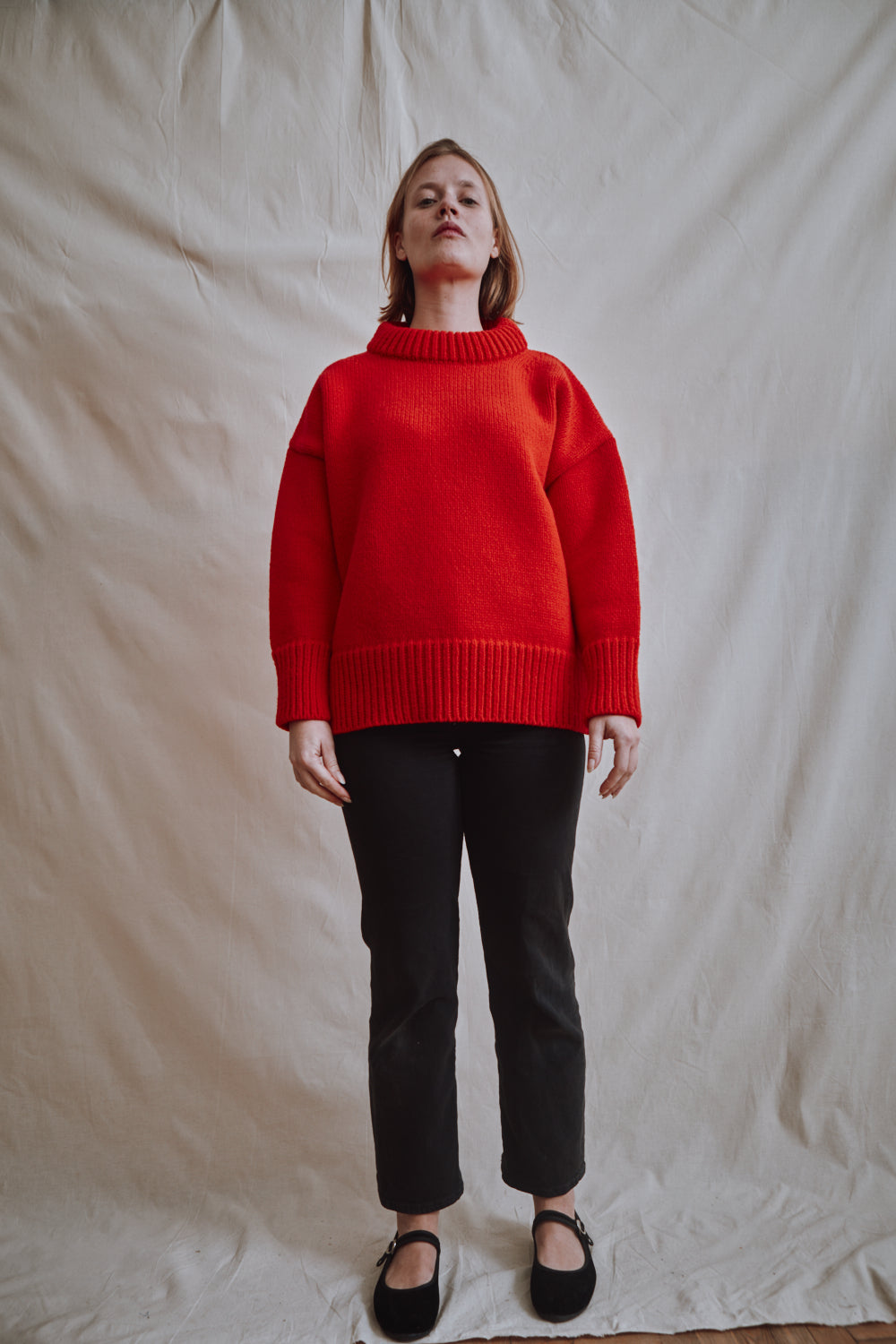 Item #452 - STEPHANIE Oversize Sweater in Merino Wool - Red