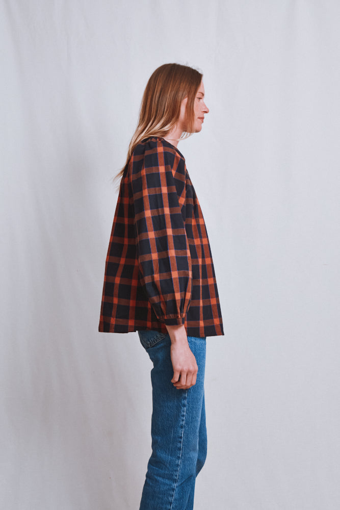 Item #761 - YVONNE Cotton Shirt - Amber Tartan