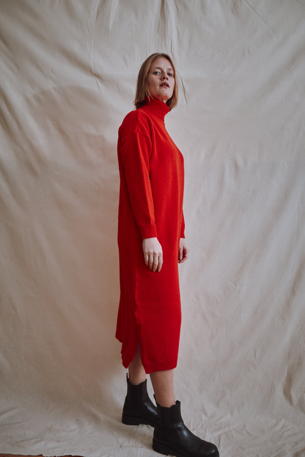 Item #454 - FREYA Knit Dress in Merino Wool - Red
