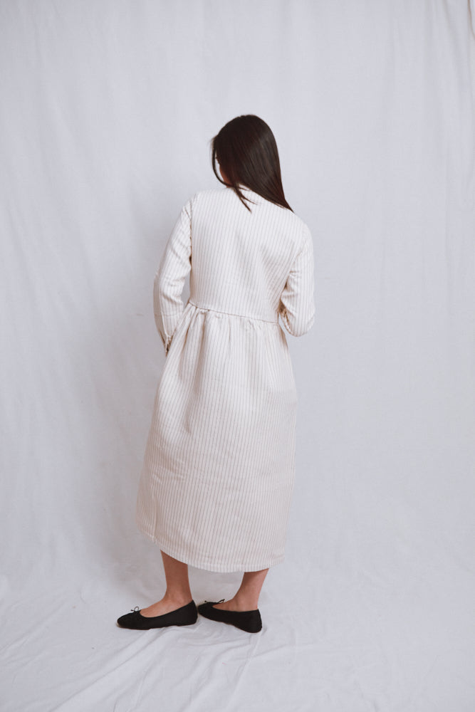 Référence n° 766 - Robe en coton CATHERINE - Rayures moka