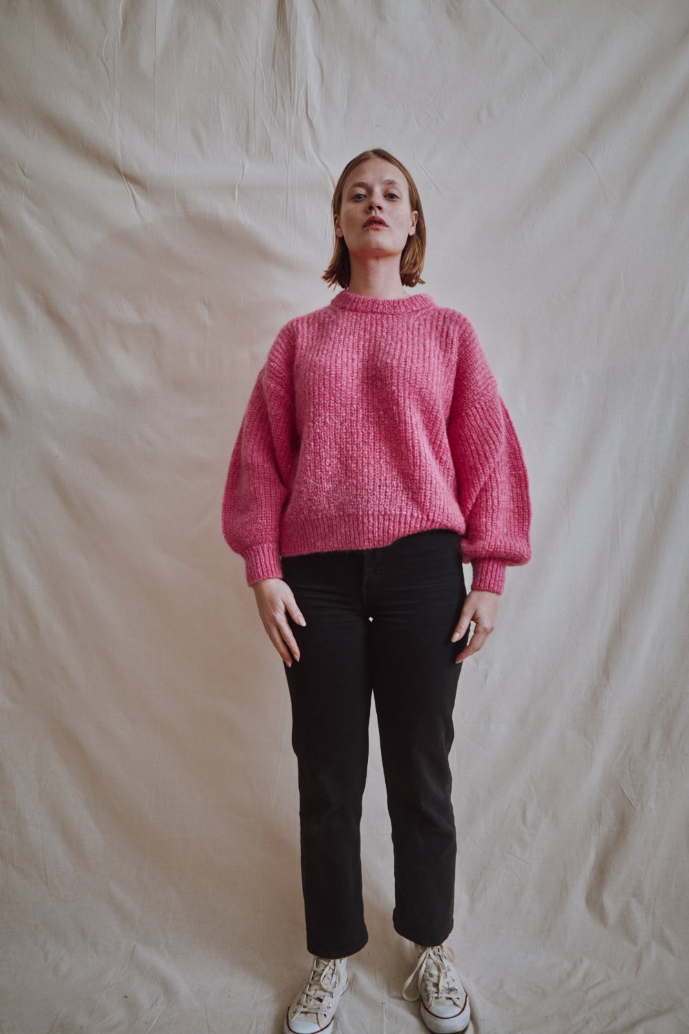Item #411 - LUCIE Batwing Sweater in Mohair Wool - Fuchsia