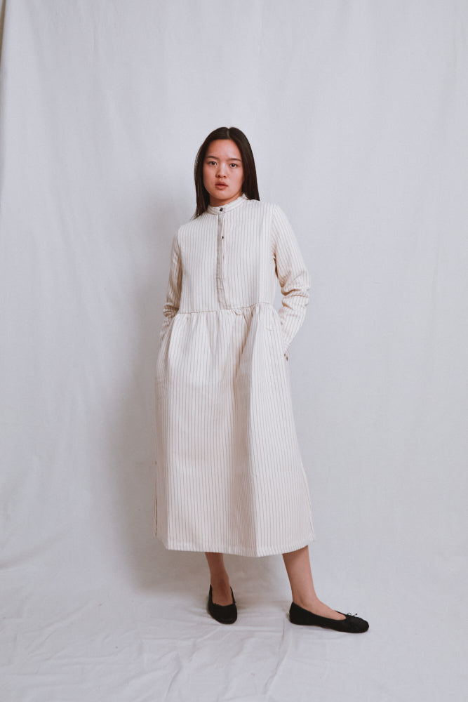 Référence n° 767 - Robe en coton CATHERINE - Rayures moka