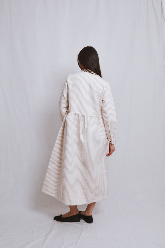 Référence n° 767 - Robe en coton CATHERINE - Rayures moka