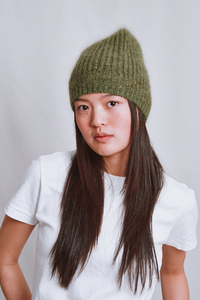 Item #657 - PAUL Beanie in Merino-Mohair Wool - Olive Green