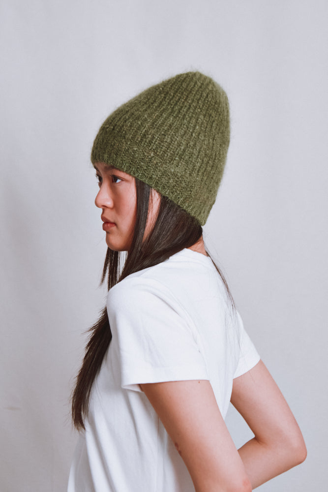 Item #657 - PAUL Beanie in Merino-Mohair Wool - Olive Green