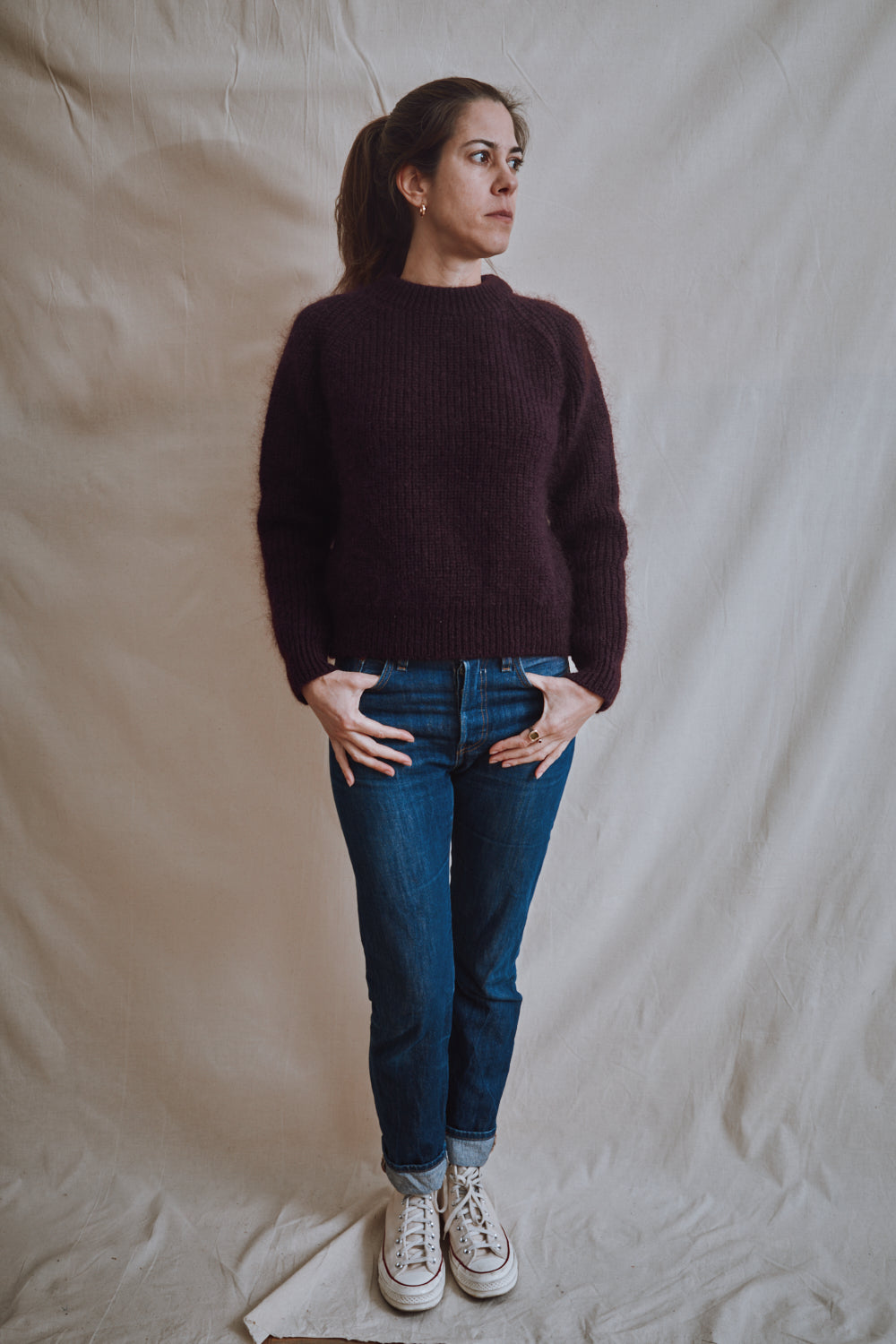 Item #460 - AGNÈS Raglan Sweater in Merino-Mohair Wool - Plum