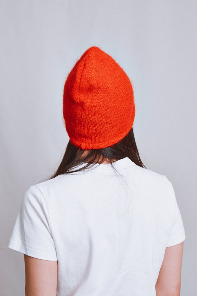 Item #668 - MARION Roll-Up Beanie in Mohair Wool - Red