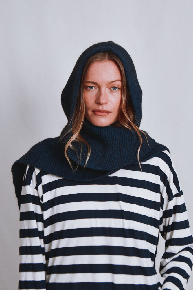 Item #671 - ROMANE 2-in-1 Scarf-Hat in Yak - Midnight Blue
