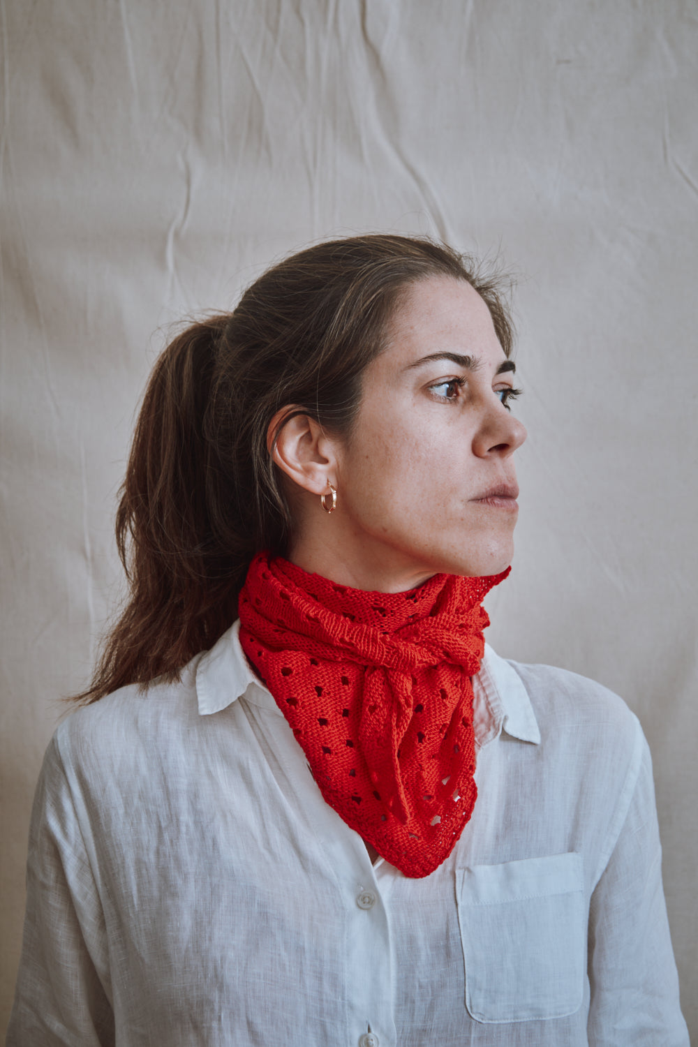 Item #350 - JASMINE Bandana Scarf in Organic Cotton - Red