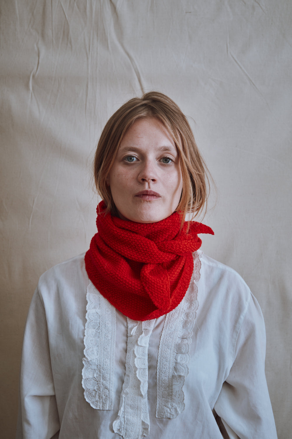 Item #399 - HORTENSE Bandana in Merino Wool - Red