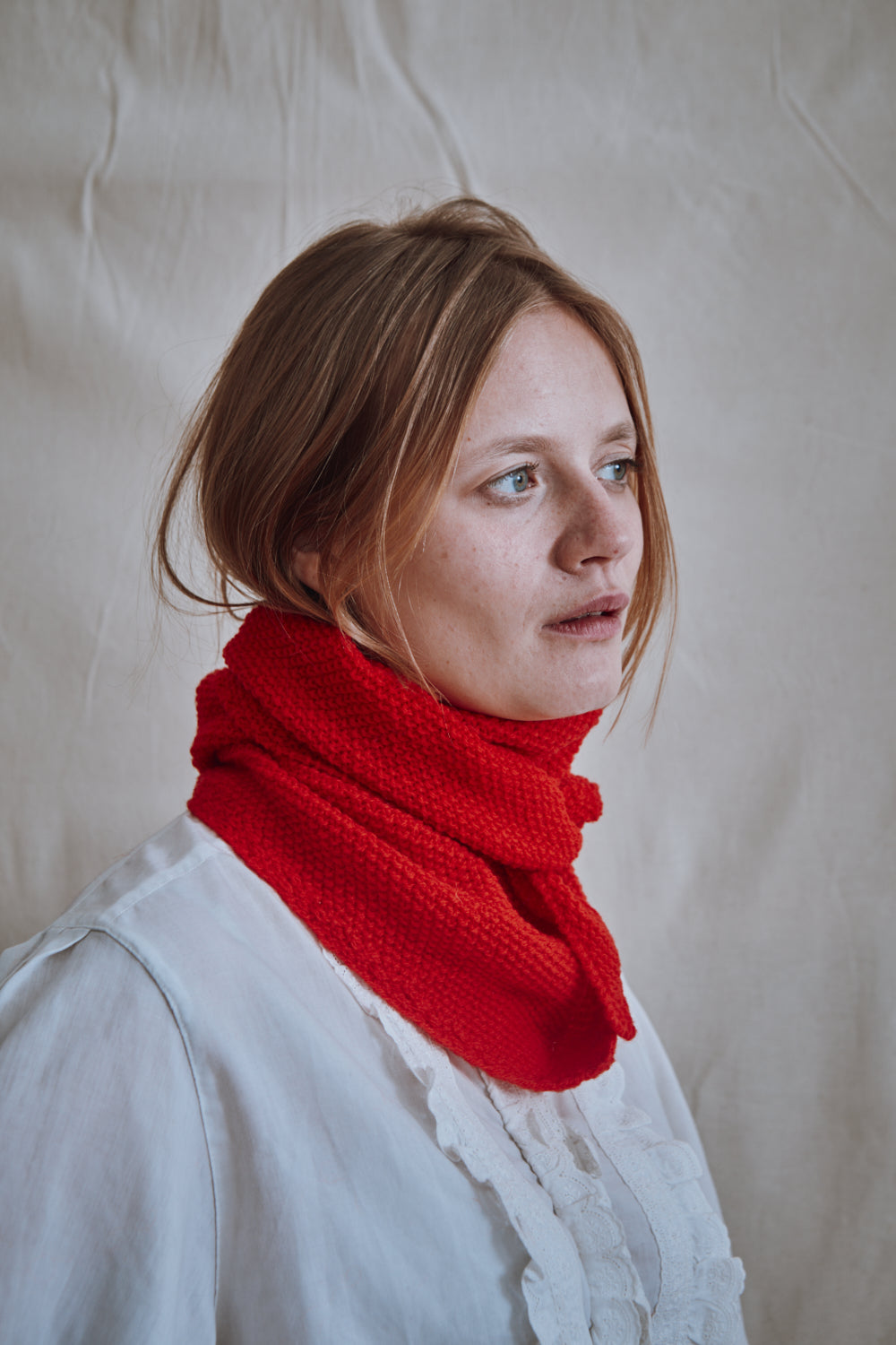 Item #399 - HORTENSE Bandana in Merino Wool - Red