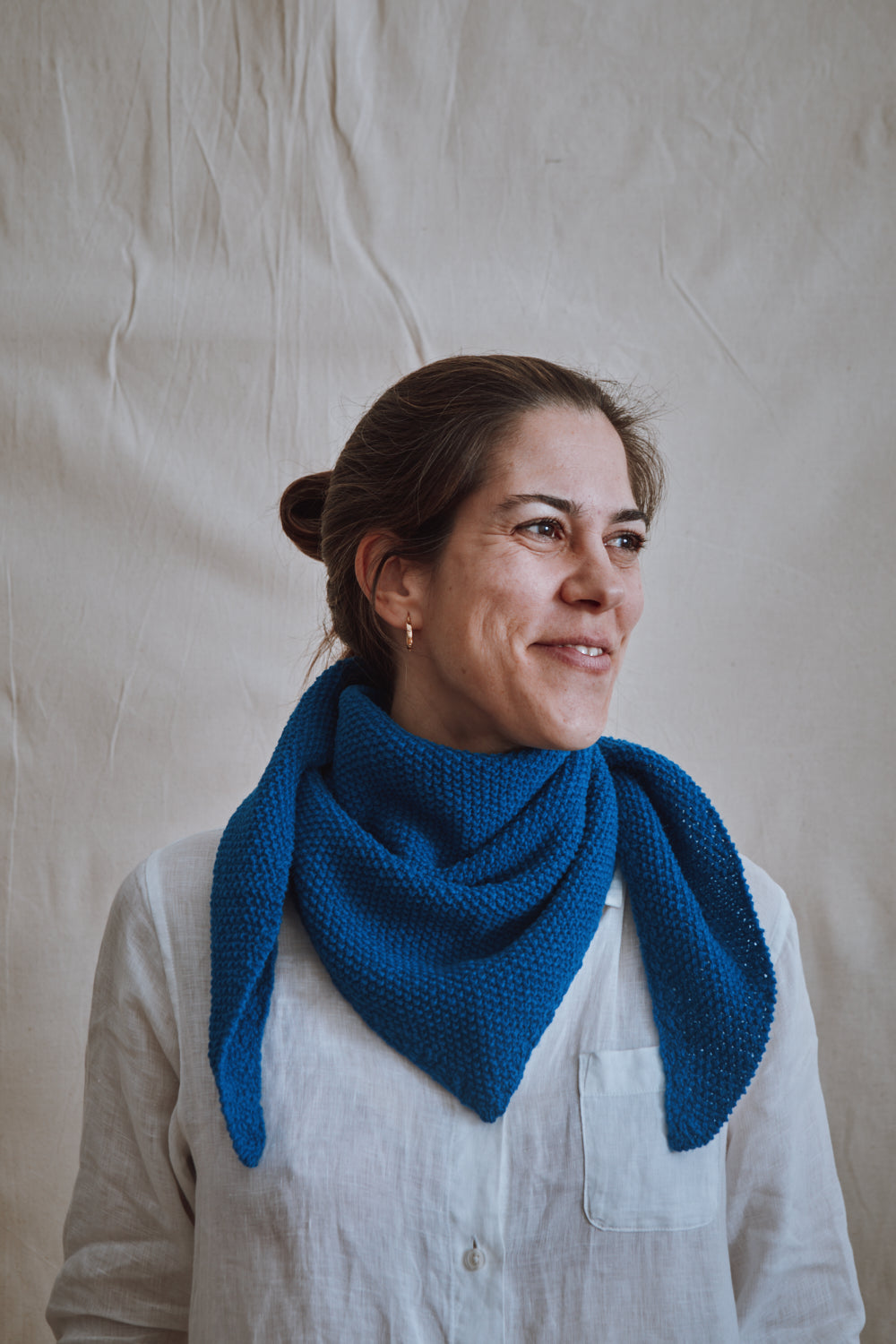 Item #400 - HORTENSE Bandana in Merino Wool - Cobalt blue