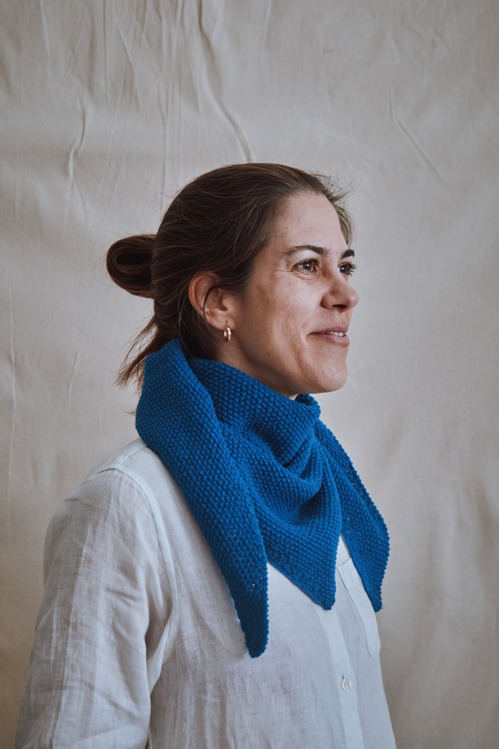 Item #400 - HORTENSE Bandana in Merino Wool - Cobalt blue