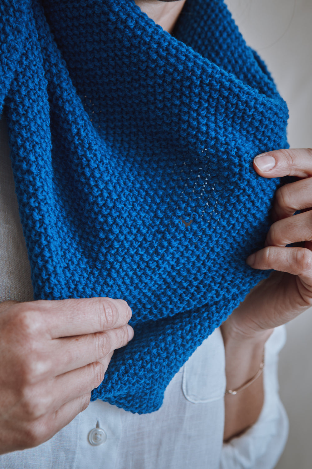Item #400 - HORTENSE Bandana in Merino Wool - Cobalt blue