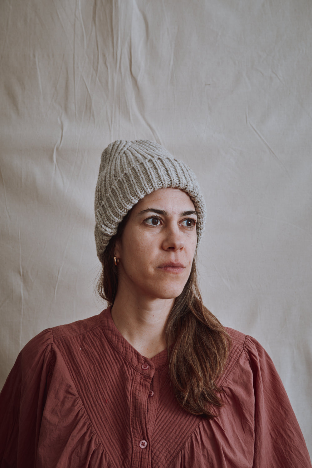 Item #404 - IDA Beanie in Merino Wool- Beige