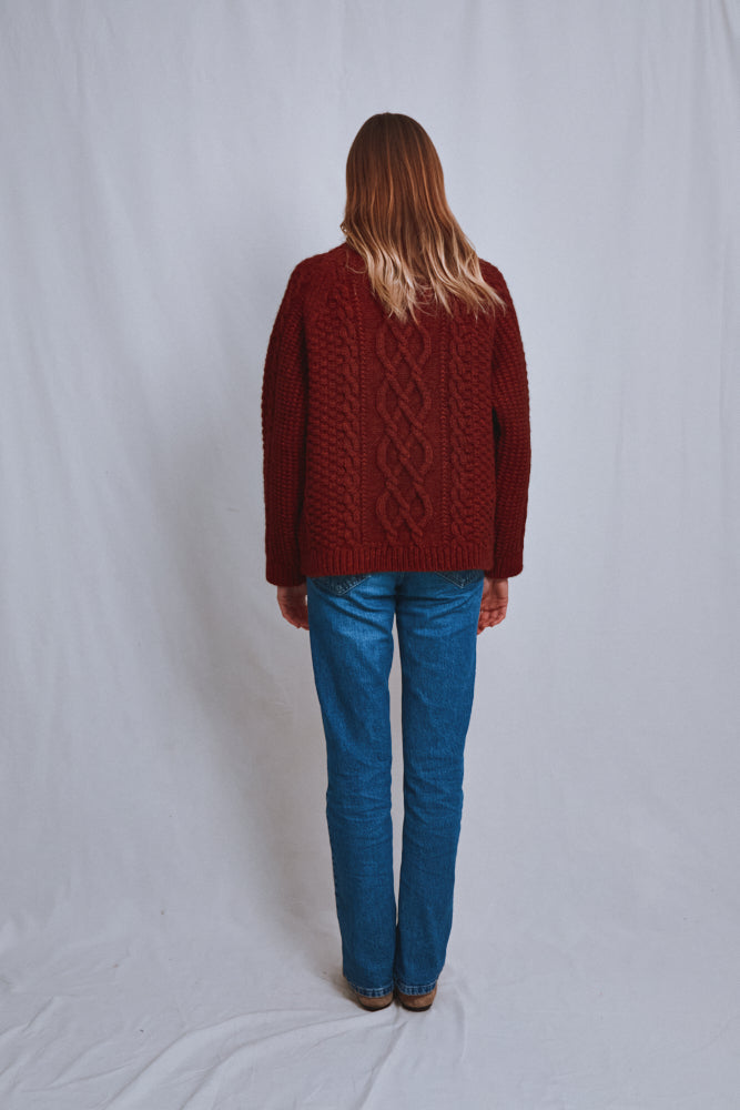 Item #655 - PATTI Oversize Cable Sweater in Yak Wool by Love&Dress x L'Envers - Rust Red
