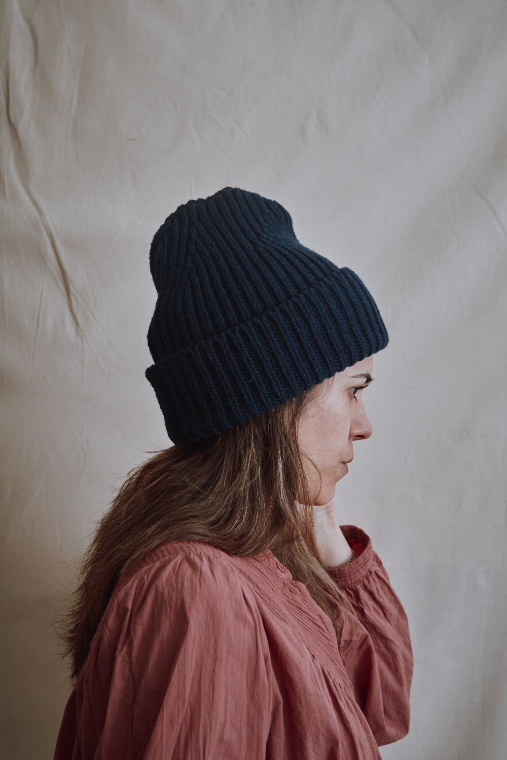 Item #428 - IDA Beanie in Merino Wool - Navy blue