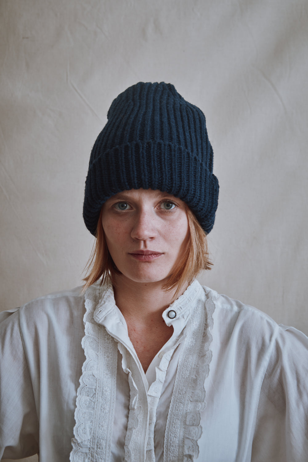 Item #429 - IDA Beanie in Merino Wool - Navy blue