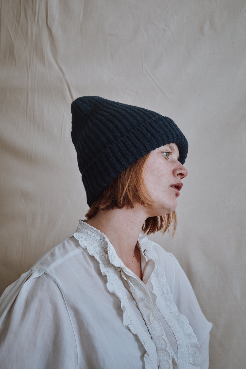 Item #429 - IDA Beanie in Merino Wool - Navy blue