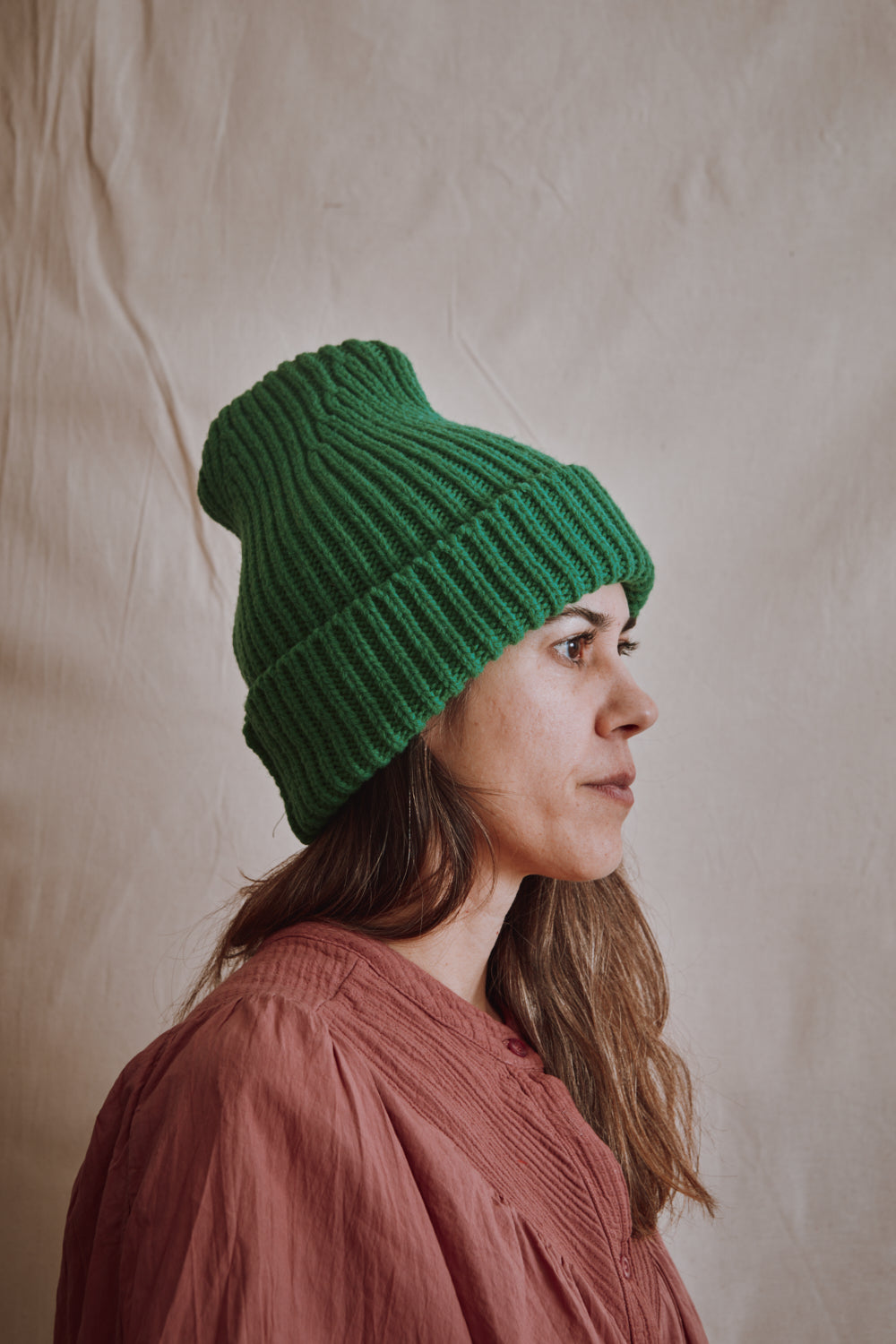 Item #432 - IDA Beanie in Merino Wool - Parrot Green
