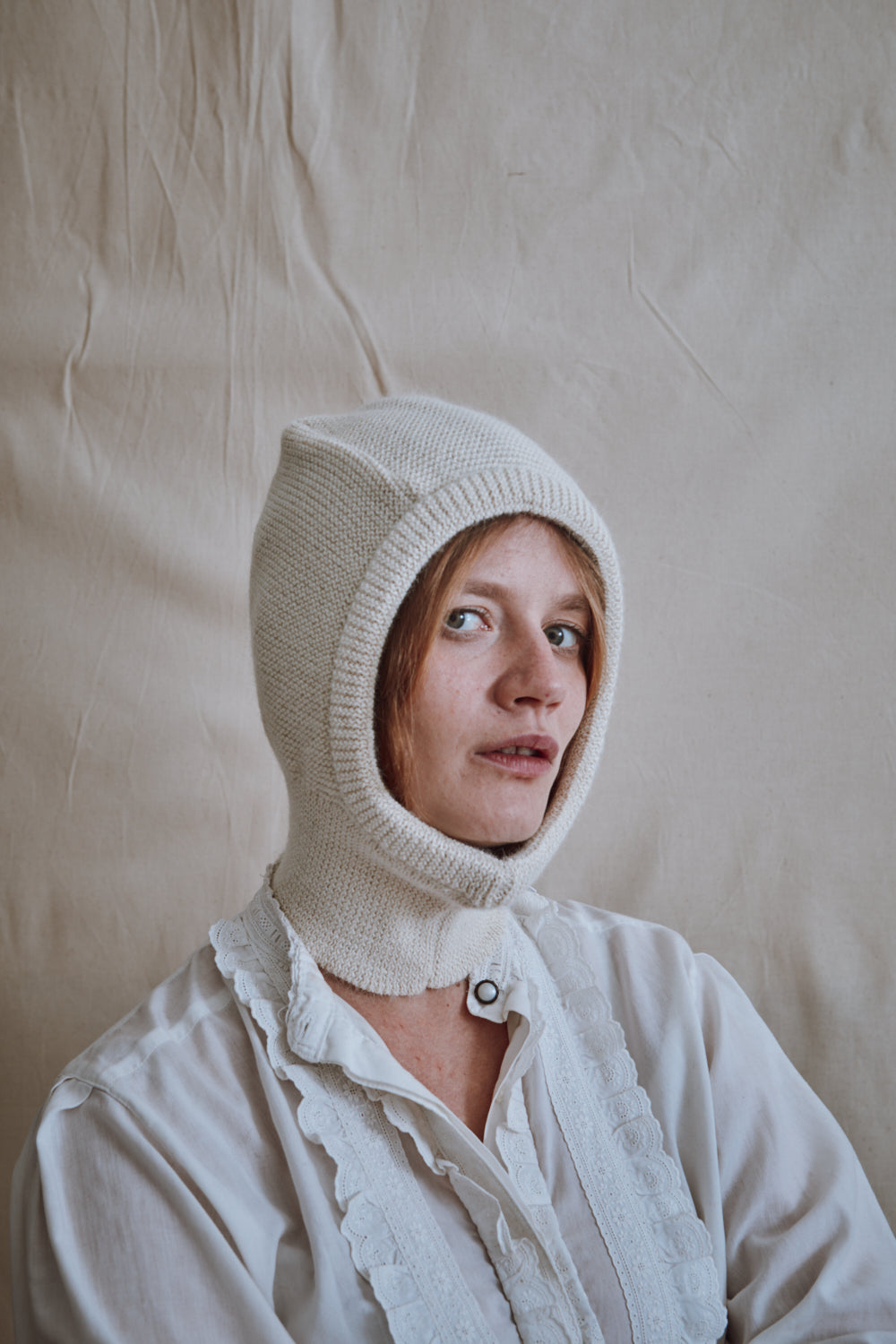 Item #433 - JACQUELINE Hood in Alpaca Wool - Off-White