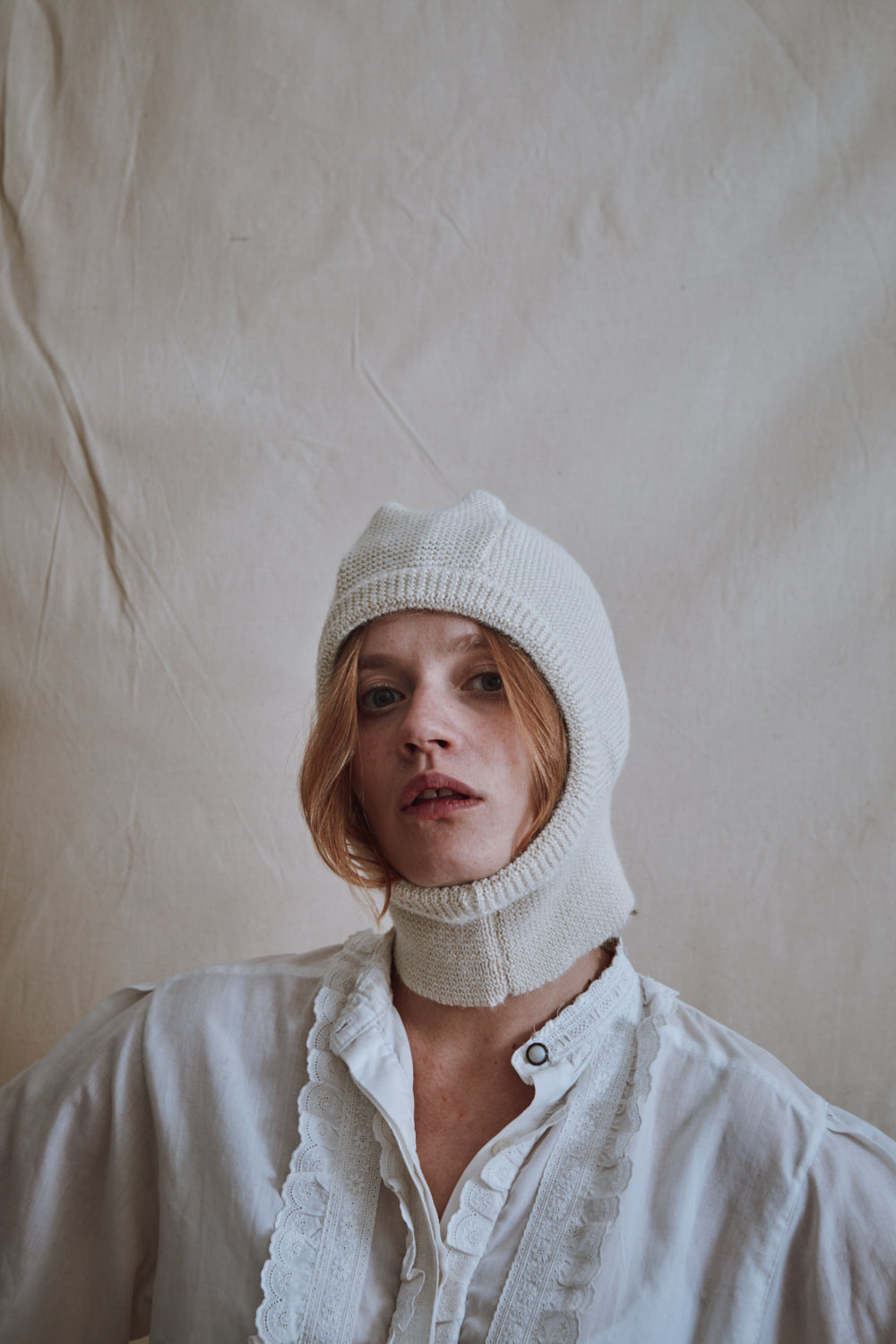 Item #434 - JACQUELINE Hood in Alpaca Wool - Off-White