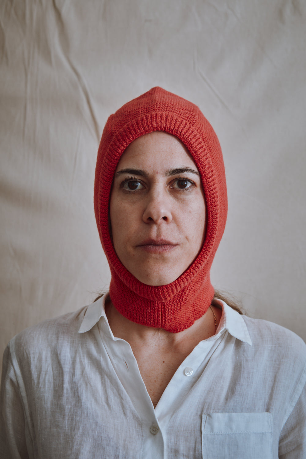 Item #435 - JACQUELINE Hood in Alpaca Wool - Coral